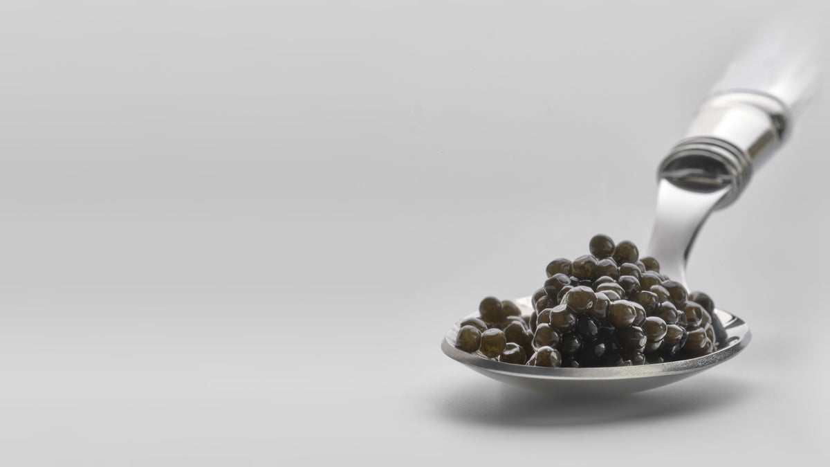 Sturgeon caviar on a spoon